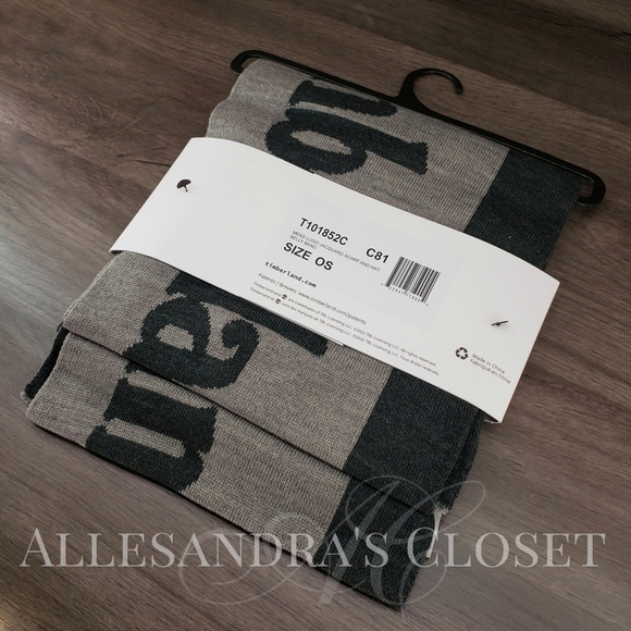 Timberland Hat Beanie & Scarf Light Grey Heather/Charcoal Reversible Jacquard - Picture 3 of 4